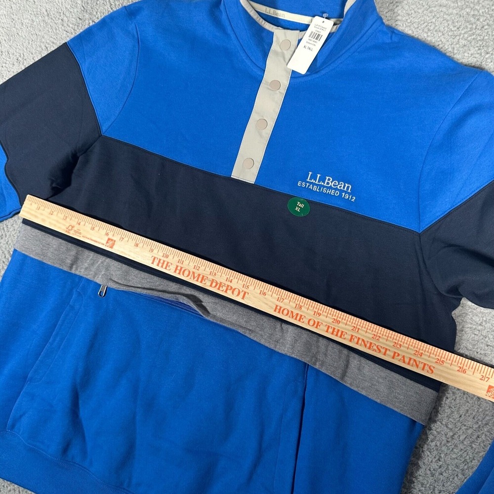 LL Bean Sweatshirt Mens Size XLT Blue 1912 Anorak Pullover Outdoor Fleece Snap - Picture 8 of 10